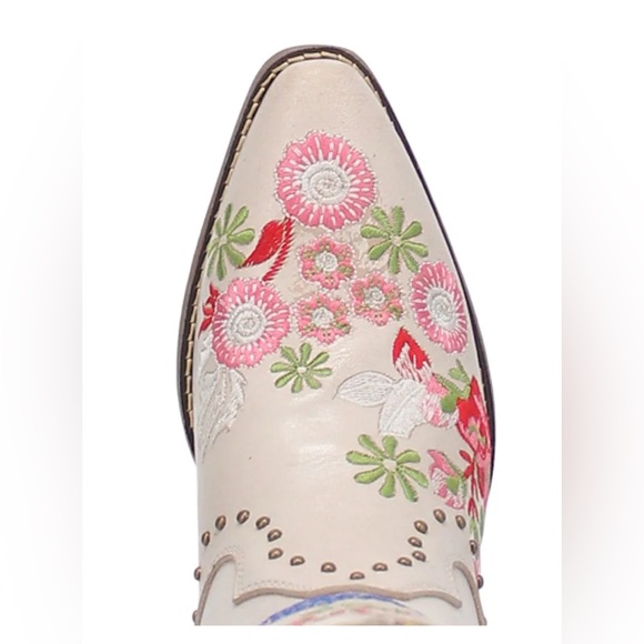 Dingo Size 11 M White Poppy Floral Embroidery Studded Women’s Cowboy Boots - Picture 5 of 16